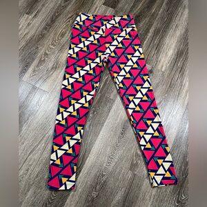 NEW Lularoe leggings pink blue geometric sz: One size fits all